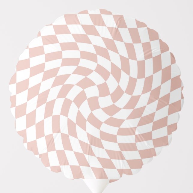 Retro Dusty Rose Sand Pink Checkered Wedding Balloon (Front)