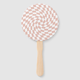 Retro Dusty Rose Sand Pink Checkered Wedding Hand Fan