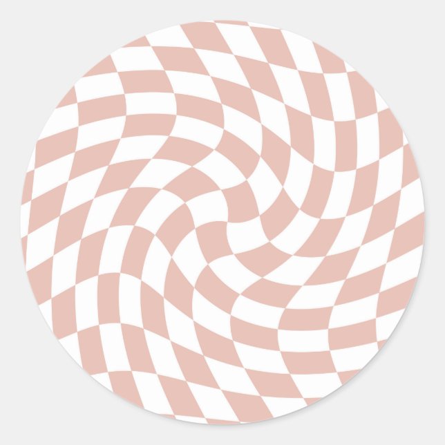 Retro Dusty Rose Sand Pink Checks Checkered    Classic Round Sticker (Front)