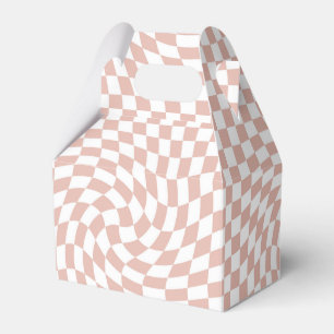 Retro Dusty Rose Sand Pink Checks Checkered Favor Boxes