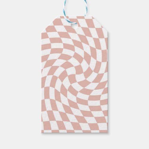 Retro Dusty Rose Sand Pink Checks Checkered     Gift Tags