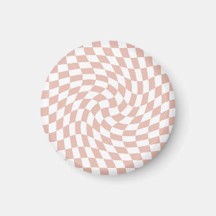 Retro Dusty Rose Sand Pink Checks Checkered Magnet