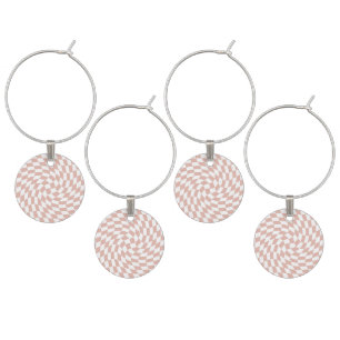 Retro Dusty Rose Sand Pink Checks Checkered     Wine Charm