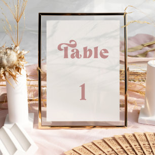 Retro Dusty Rose Wedding table number