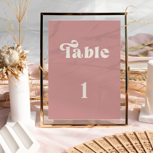 Retro Dusty Rose Wedding table number