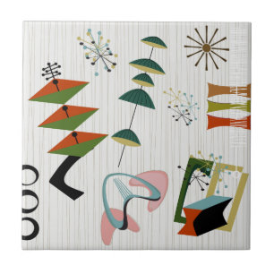 Retro Eames-Era Atomic Inspired Ceramic Tile
