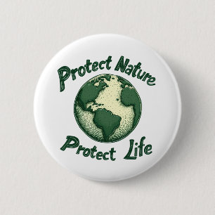Retro Earth Day – Protect Nature, Protect Life Button