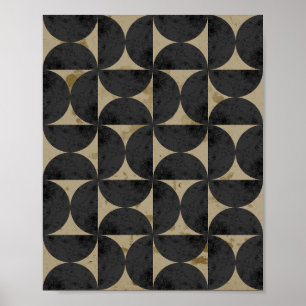 Retro Earth Tone Geometric Half-Moon Poster