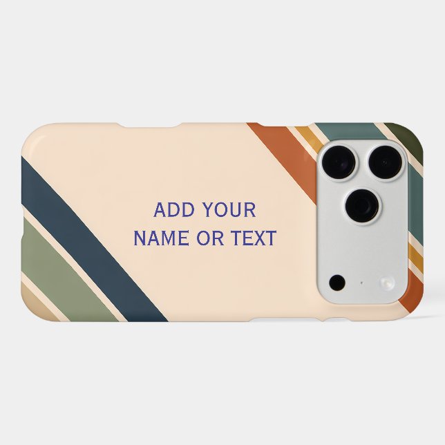Retro Earth Tone Personalized Custom Name i iPhone Case (Back Horizontal)