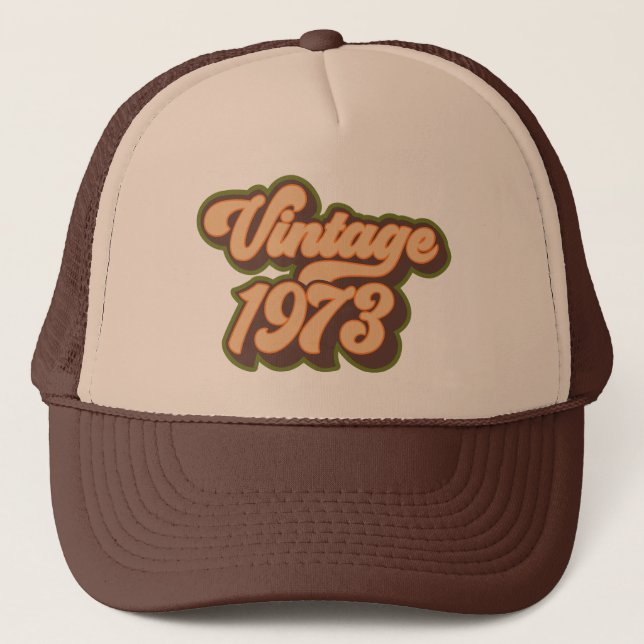 Retro Earth Tones Vintage 1973 Trucker Hat (Front)