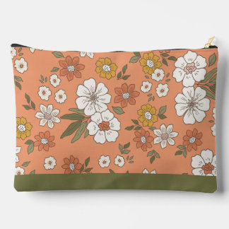 Retro Earthy Botanical Floral Large Desk Mat Accessory Pouch