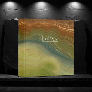 Retro Earthy Strata Neutral Tone Agate Monogram 3 Ring Binder