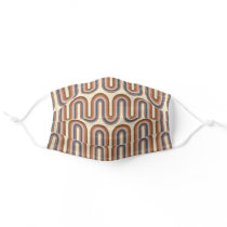 Retro Earthy Wavy Lines in Brown  Adult Cloth Face Mask