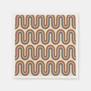 Retro Earthy Wavy Lines in Brown  Napkins