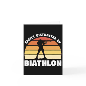 Retro Easily Distracted By Biathlon Biathlete  Card