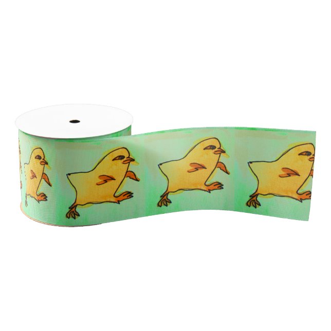 Retro Easter art cute Easter  yellow chicks Grosgrain Ribbon (Spool)