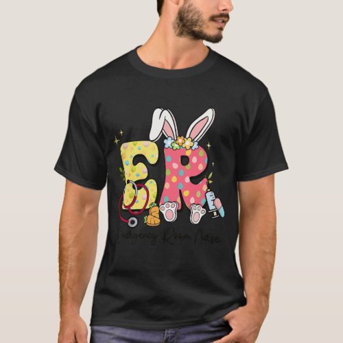 Retro Easter Bunny Nurse Emergency Room Nurse ER E T_Shirt