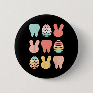 Retro Easter Dentist Dental Istant Oral Hygienist  Button