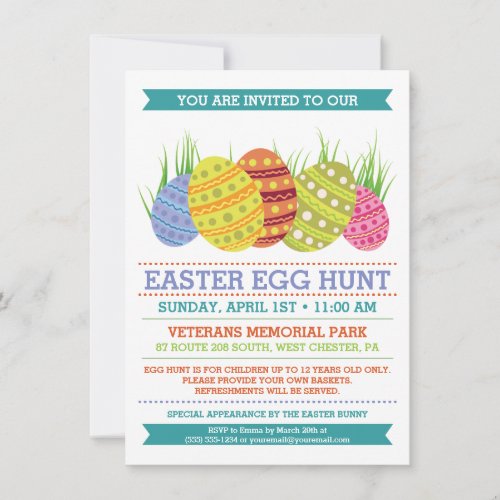 Retro Easter Egg Hunt Decorating Party Invitation