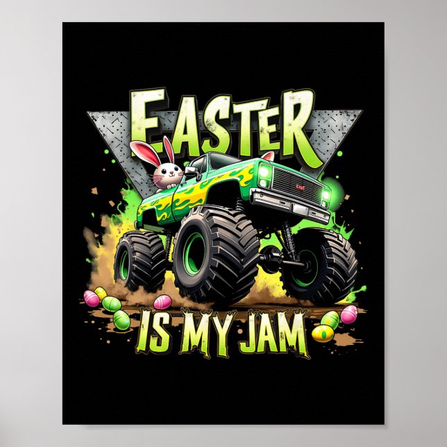 Retro Easter Is My Jam Monster Truck Off-road Fun  Poster (Front)