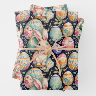 Retro Easter seamless pattern. Watercolor Wrapping Paper Sheets