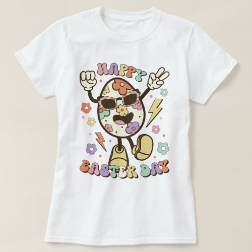 Retro Easter Shirt Easter Bunny Smile Face Groovy 