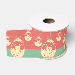Retro Easter vintage Easter bunny and eggs Grosgrain Ribbon