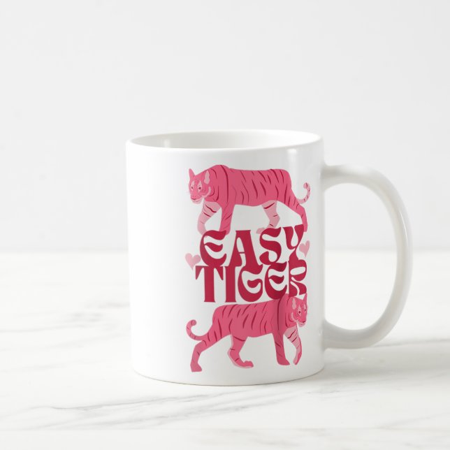 Retro Easy Tiger Boho Tattoo Style Valentines Day  Coffee Mug (Right)
