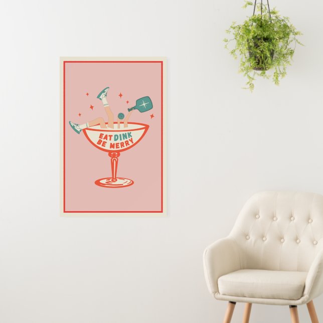 Retro Eat, Dink and Be Merry Pickleball Christmas Foam Board (In Situ (Wall))