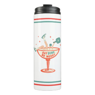 Retro Eat, Dink and Be Merry Pickleball Christmas Thermal Tumbler