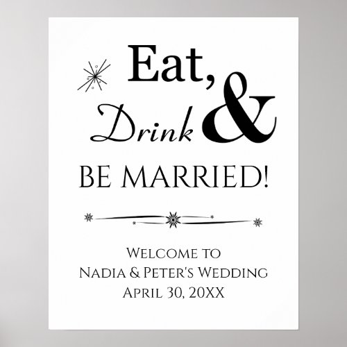 Retro Eat Drink and Be Married Wedding Welcome Poster