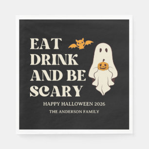 Retro Eat Drink & Be Scarry Spooky Halloween Napkins