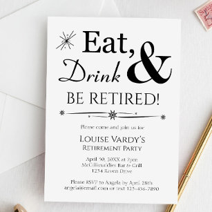 Retro Eat Drink & Retire Retirement Party Invitation