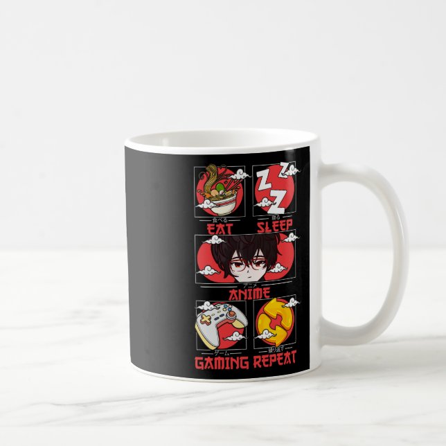 Retro Eat Sleep Anime Gaming Repeat Kawaii Anime M Coffee Mug (Right)