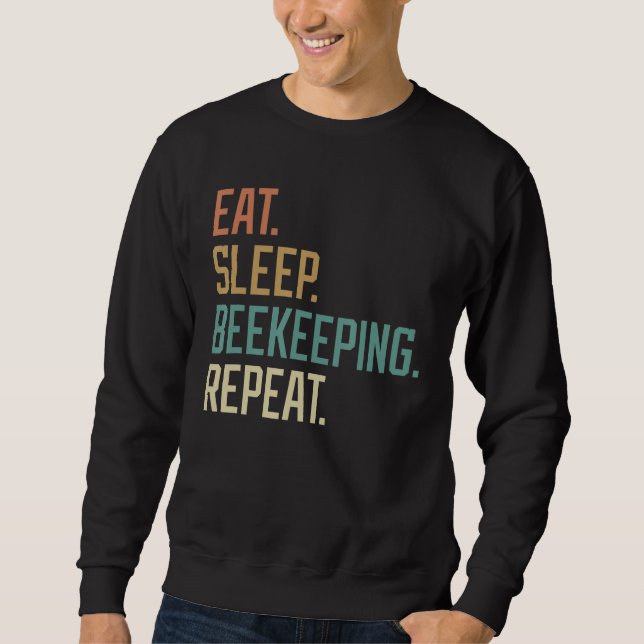 Retro Eat Sleep Beekeeping Repeat Vintage Sweatshirt (Front)