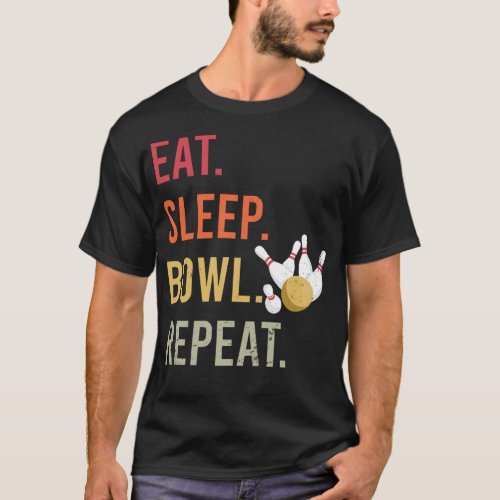 Retro Eat Sleep Bowl Repeat Vintage Bowling Athlet T_Shirt