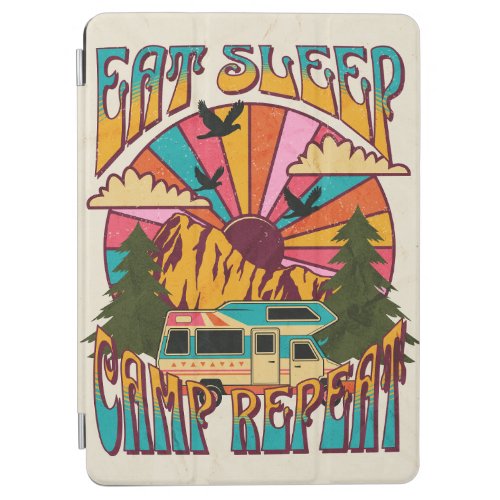 Retro Eat Sleep Camp Repeat iPad Air Cover