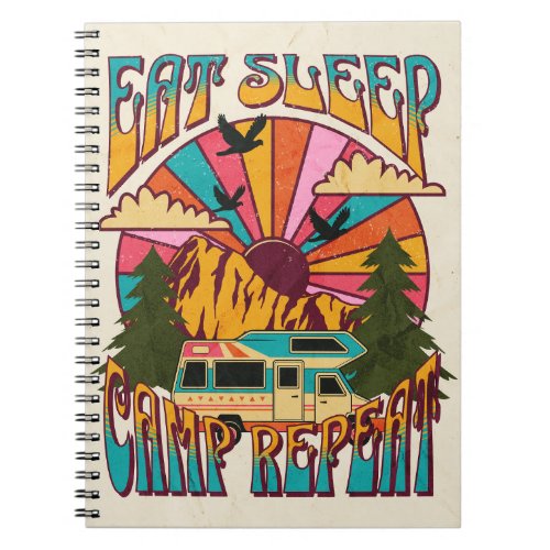 Retro Eat Sleep Camp Repeat Journal or Notebook