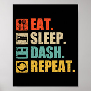 Retro Eat Sleep Dash Repeat Video Game Poster