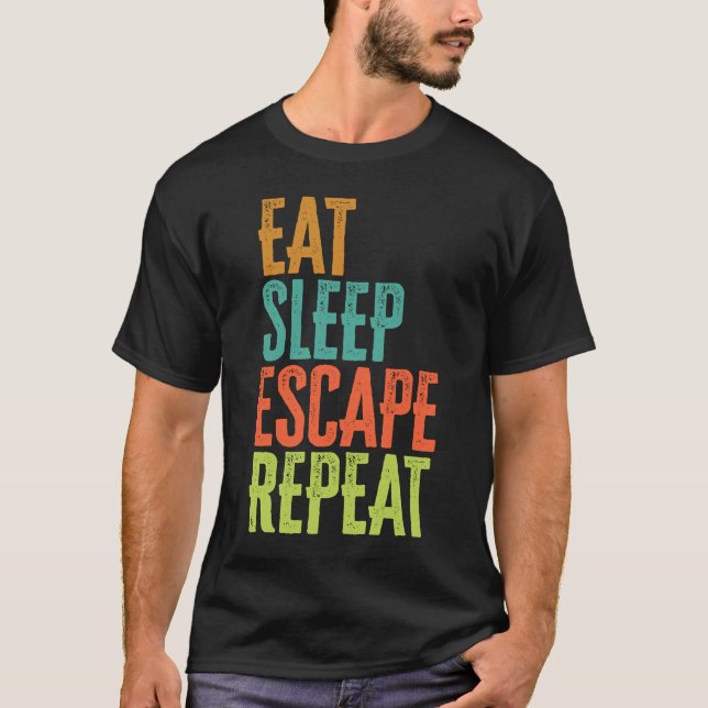 Retro Eat Sleep Escape Repeat Gamer Video Game Leg T-Shirt (Front)