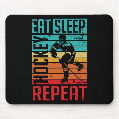 Retro Eat Sleep Hockey Repeat Sport Game Christmas Mouse Pad