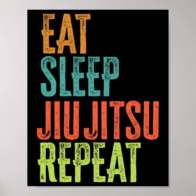 Retro Eat Sleep Jiu Jitsu Repeat Martial Art Submi Poster (Front)
