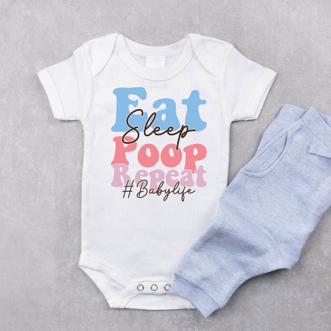 Retro Eat Sleep Poop Repeat  Baby Bodysuit (Creator Uploaded)
