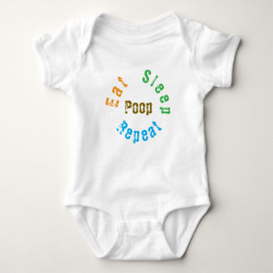 Retro Eat Sleep Poop Repeat funny Quote Toddlers Baby Bodysuit