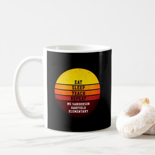 Retro Eat Sleep Repeat Teacher Coffee Mug