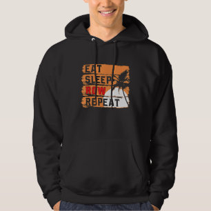 Retro Eat Sleep Row Repeat Funny Rowing Rower Crew Hoodie