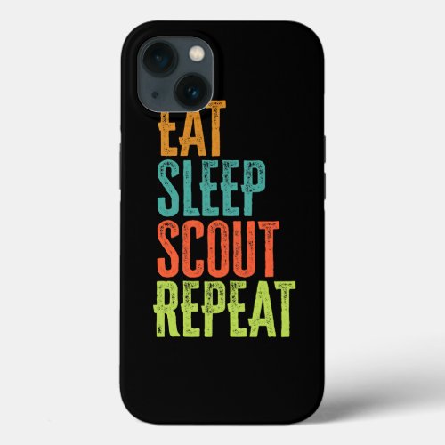 Retro Eat Sleep Scout Repeat Cub Scouting Hiking M iPhone 13 Case