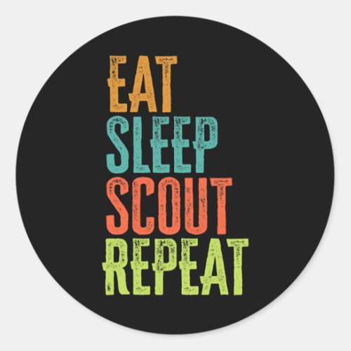 Retro Eat Sleep Scout Repeat Cub Scouting Hiking M Classic Round Sticker