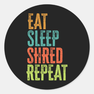 Retro Eat Sleep Shred Repeat Snowboarding Surfing Classic Round Sticker