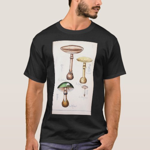 Retro edible and poisonous green mushroom T_Shirt